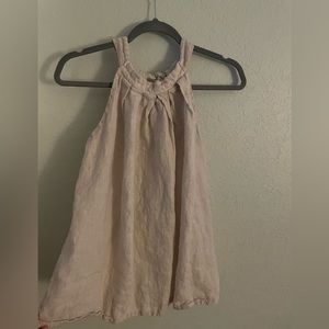 Bellambra-Linen Blouse with Bow tie in back. Wheat/beige in color. Medium